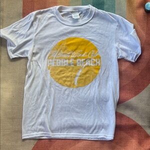 Pebble Beach Tennis -White T-Shirt with Yellow Graphic